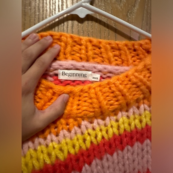 Belmont stripped Cropped sweater Orange, Pink, Yellow, Red - Picture 4 of 12